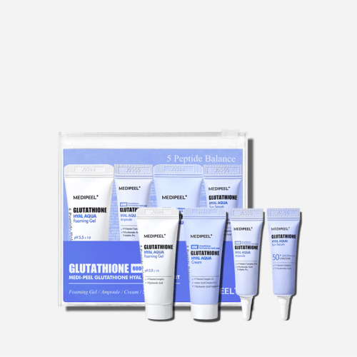 Glutathione Hyal Aqua Trial Kit (Foam, Ampoule, Cream, Sun) (15ml*1ea/15g*1ea/4ml*2ea)